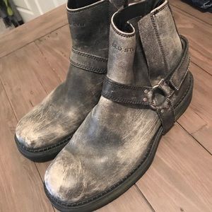 distressed motorcycle boots